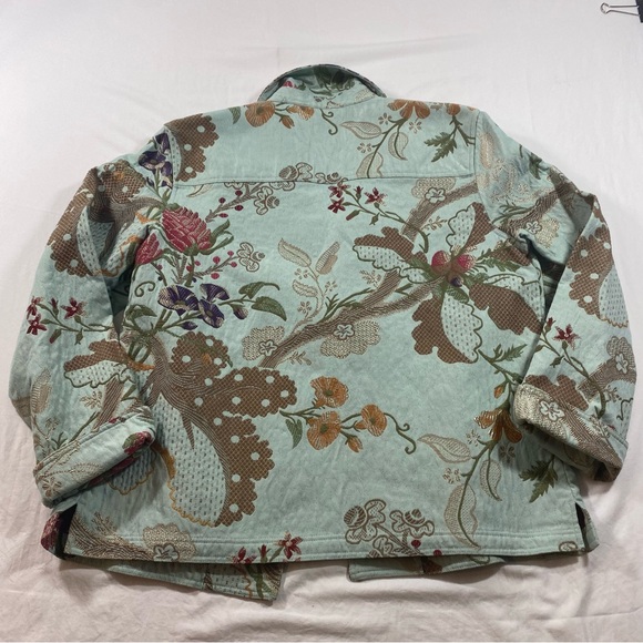 Coldwater Creek Open quilted cardigan light jacket Large tapestry green floral - Picture 8 of 8